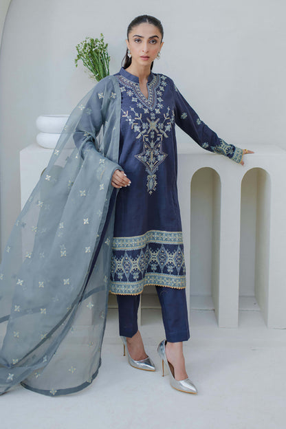 Zellbury | Unstitched 3 Piece Purple | Embroidered Shirt Shalwar Dupatta - 0300