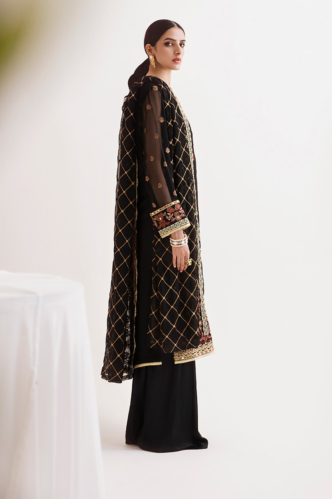 Zellbury | Unstitched 3 Piece Chiffon | Embroidered Shirt Shalwar Dupatta - 0293