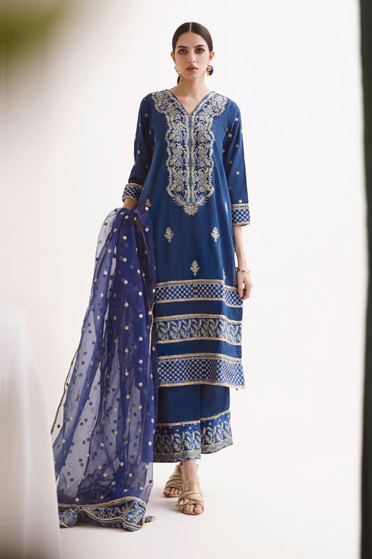 Zellbury | Unstitched 3 Piece Khaddar | Embroidered Shirt Shalwar Dupatta - 0295