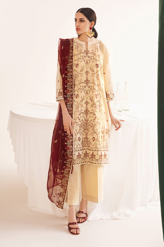 Zellbury | Unstitched 3 Piece Dobby | Embroidered Shirt Shalwar Dupatta - 0301