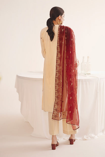 Zellbury | Unstitched 3 Piece Dobby | Embroidered Shirt Shalwar Dupatta - 0301