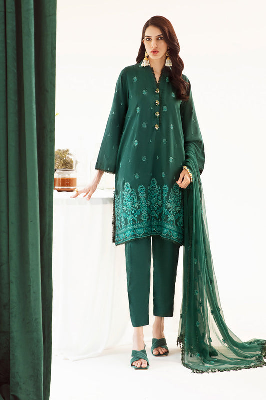 Zellbury | Unstitched 3 Piece Khaddar | Embroidered Shirt Shalwar Dupatta - 0302