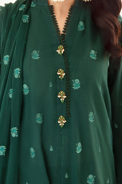 Zellbury | Unstitched 3 Piece Khaddar | Embroidered Shirt Shalwar Dupatta - 0302
