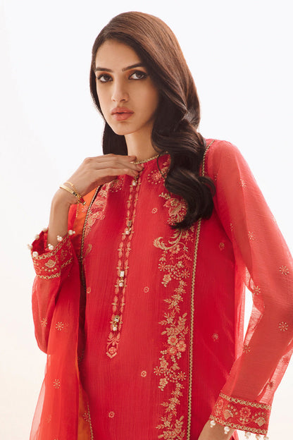 Zellbury | Unstitched 3 Piece Organza | Embroidered Shirt Shalwar Dupatta - 0303 Default Title
