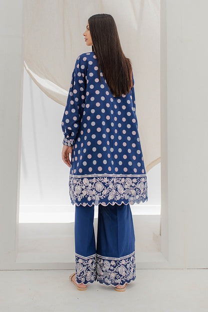 Zellbury | Unstitched 2 Piece Blue | Embroidered Shirt Shalwar - 0672