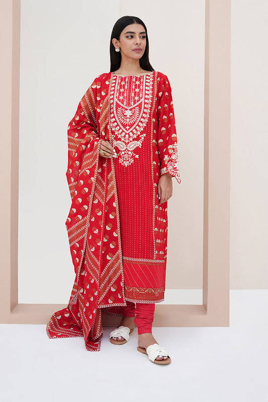 Zellbury | Unstitched 3 Piece Lawn | Embroidered Shirt Shalwar Dupatta - 0195