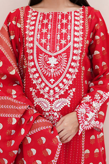 Zellbury | Unstitched 3 Piece Lawn | Embroidered Shirt Shalwar Dupatta - 0195