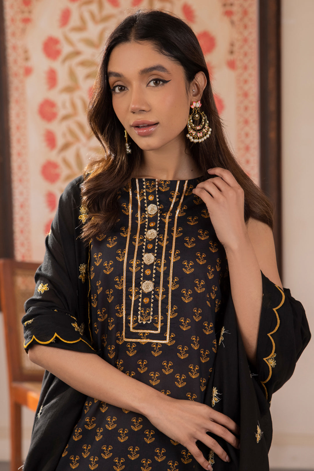 Zellbury | Unstitched 3 Piece Lawn | Embroidered Shirt Shalwar Dupatta - 1107 Default Title