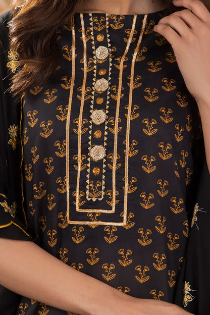Zellbury | Unstitched 3 Piece Lawn | Embroidered Shirt Shalwar Dupatta - 1107