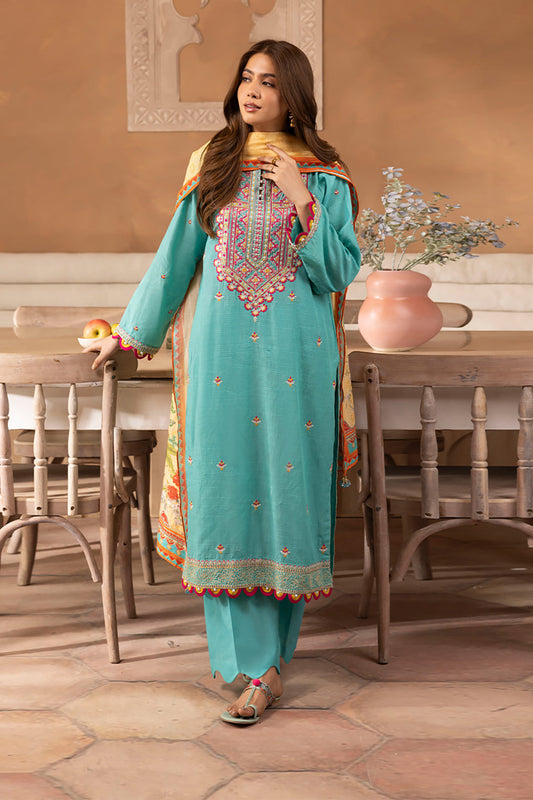Zellbury | Unstitched 3 Piece Lawn | Embroidered Shirt Shalwar Dupatta - 1146