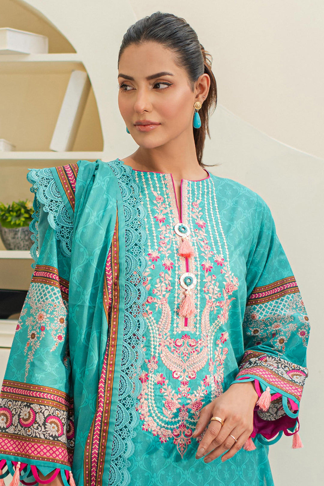 Zellbury | Unstitched 3 Piece Lawn | Embroidered Shirt Shalwar Dupatta - 1249 Default Title