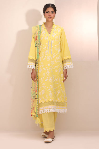 Zellbury | Unstitched 3 Piece Lawn | Embroidered Shirt Shalwar Dupatta - 1261