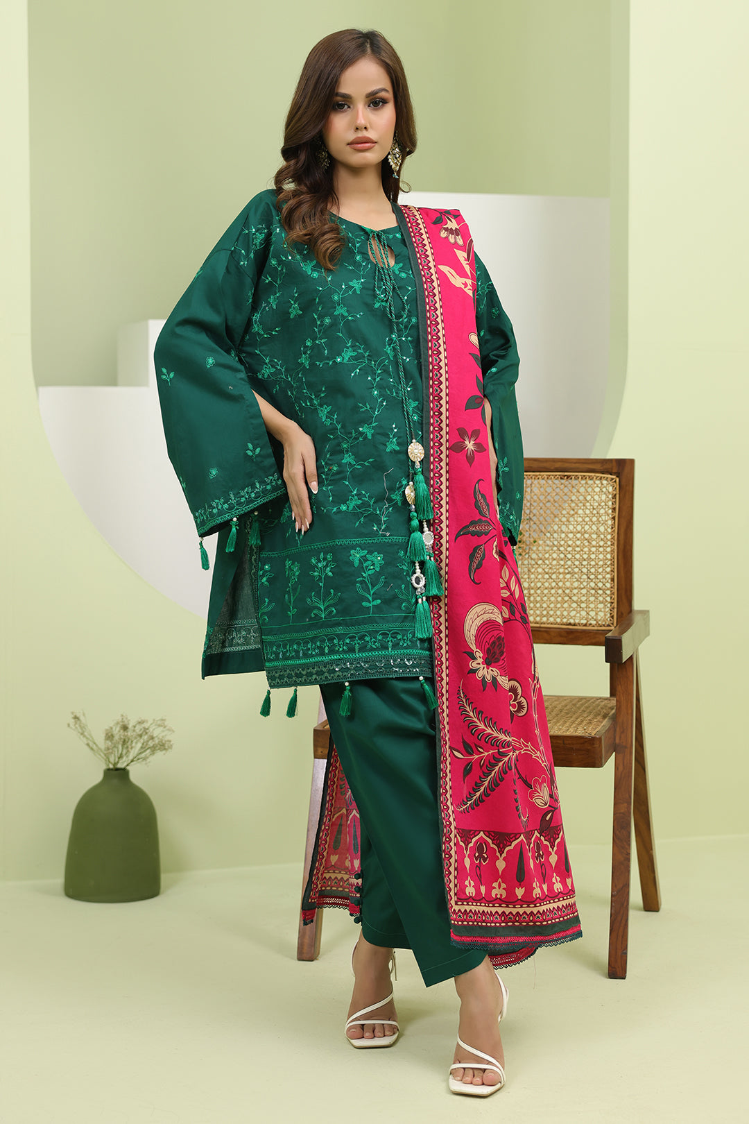 Zellbury | Unstitched 3 Piece Lawn | Embroidered Shirt Shalwar Dupatta - 1264