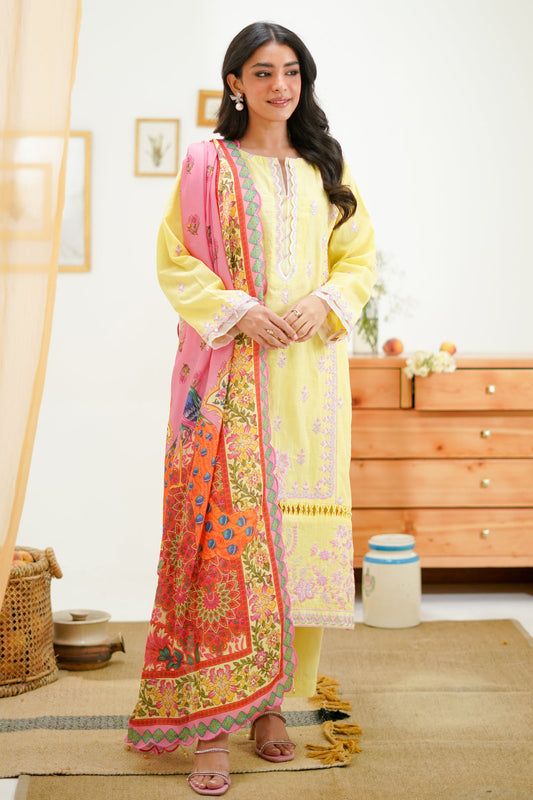 Zellbury | Unstitched 3 Piece Lawn | Embroidered Shirt Shalwar Dupatta - 1266
