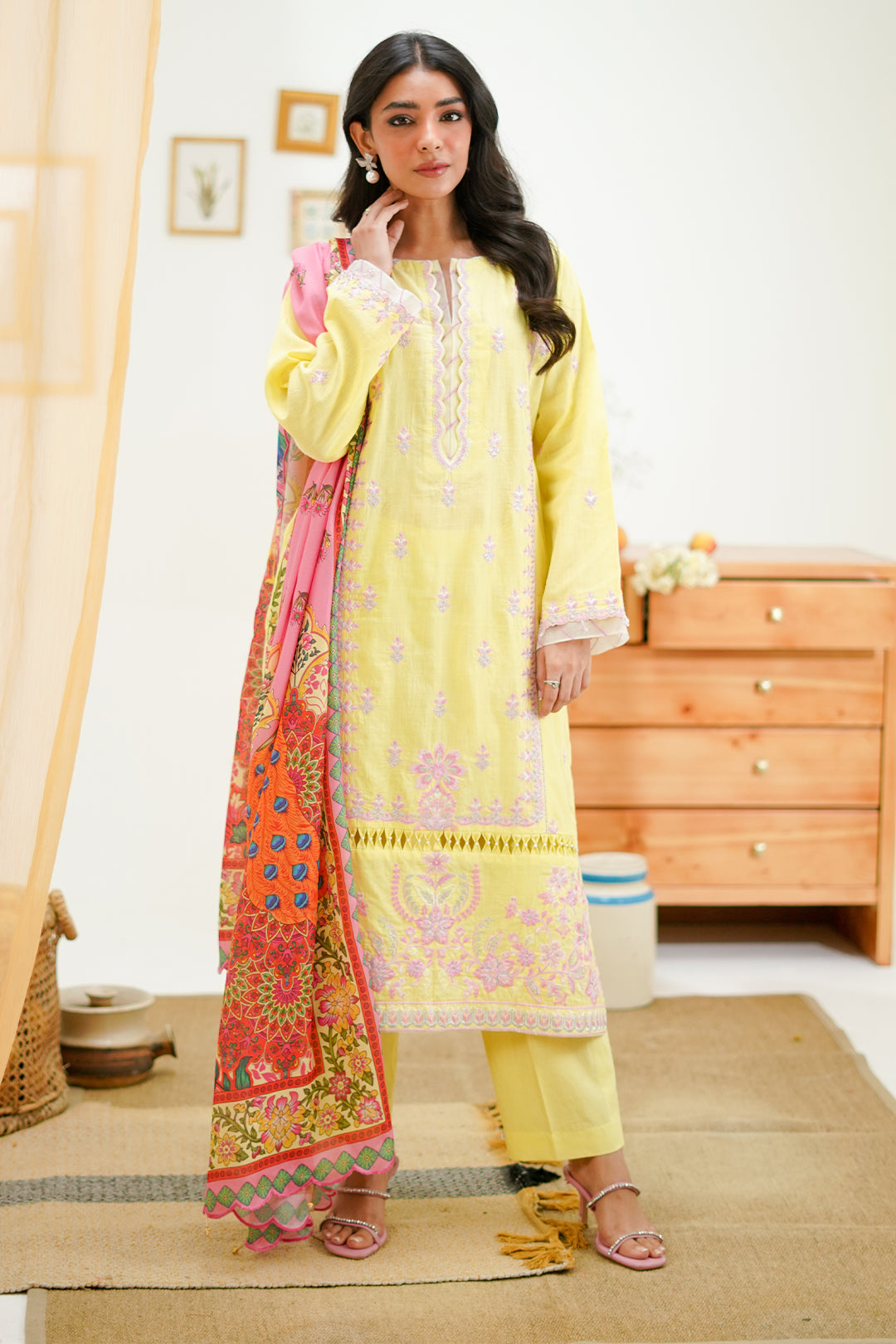 Zellbury | Unstitched 3 Piece Lawn | Embroidered Shirt Shalwar Dupatta - 1266