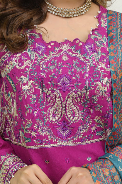 Zellbury | Unstitched 3 Piece Cambric | Embroidered Shirt Shalwar Dupatta - 1269