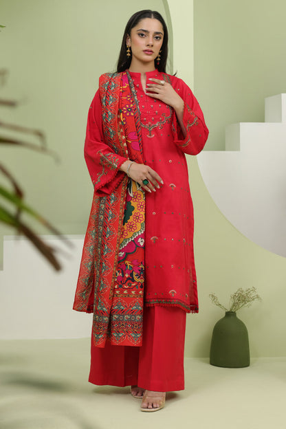 Zellbury | Unstitched 3 Piece Slub | Embroidered Shirt Shalwar Dupatta - 1272