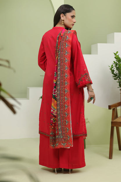 Zellbury | Unstitched 3 Piece Slub | Embroidered Shirt Shalwar Dupatta - 1272