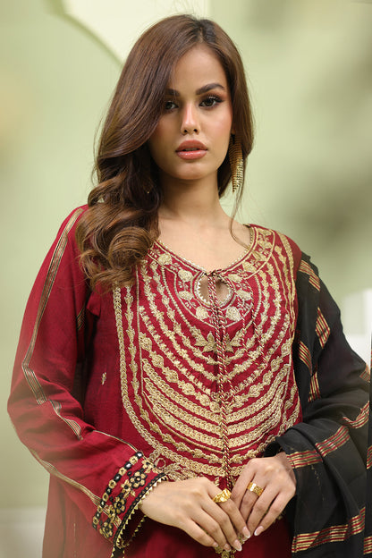 Zellbury | Unstitched 3 Piece Yarn | Embroidered Shirt Shalwar Dupatta - 1294 Default Title