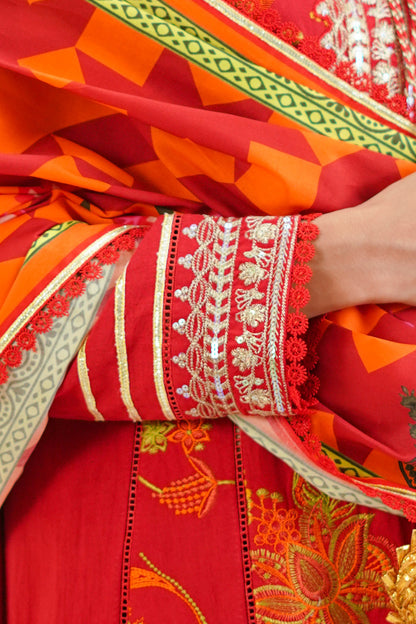Zellbury | Unstitched 3 Piece Lawn | Embroidered Shirt Shalwar Dupatta - 1295