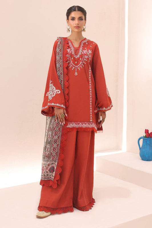 Zellbury | Unstitched 3 Piece Cambric | Embroidered Shirt Shalwar Dupatta - 1544