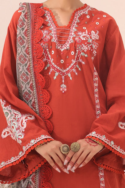 Zellbury | Unstitched 3 Piece Cambric | Embroidered Shirt Shalwar Dupatta - 1544