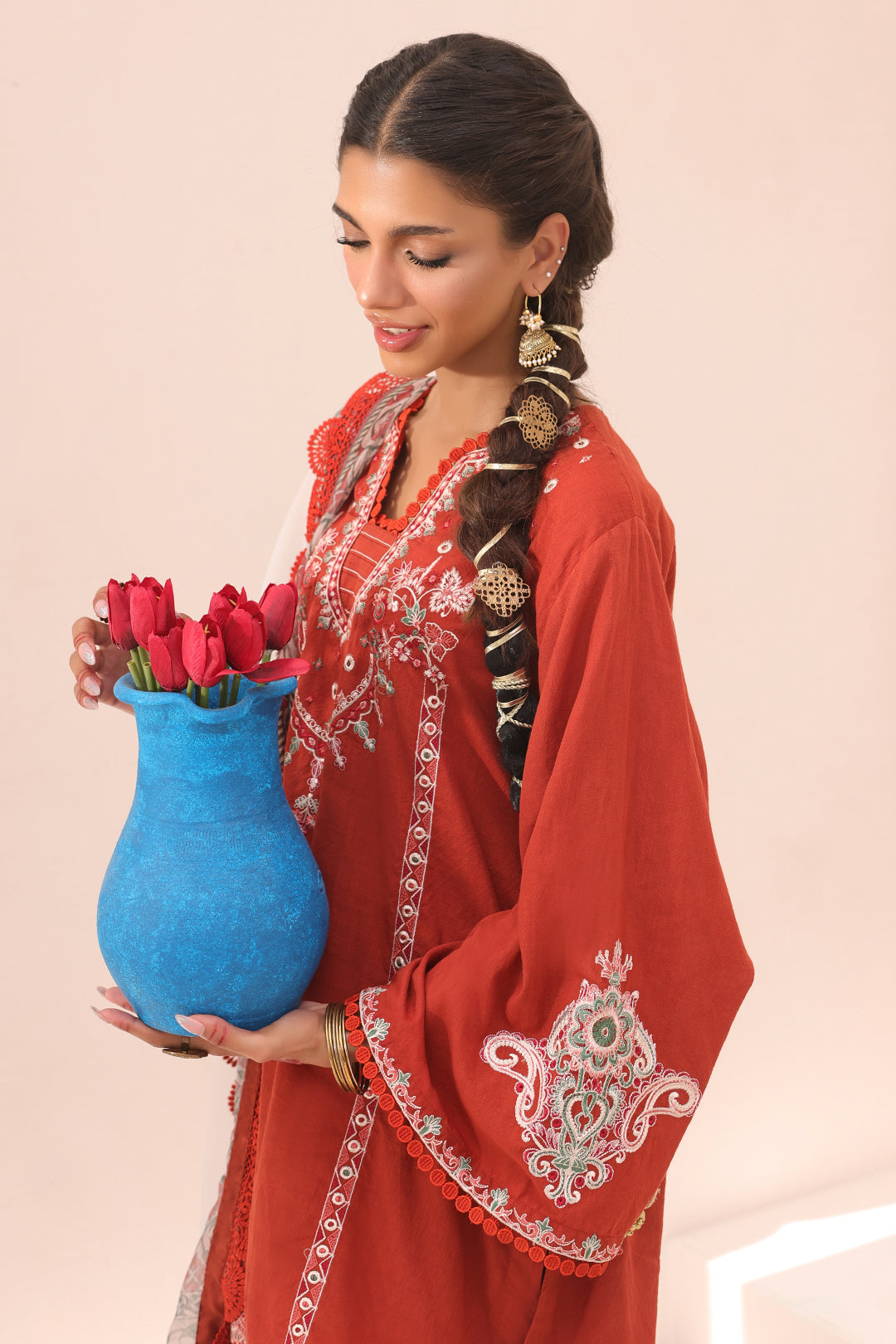 Zellbury | Unstitched 3 Piece Cambric | Embroidered Shirt Shalwar Dupatta - 1544