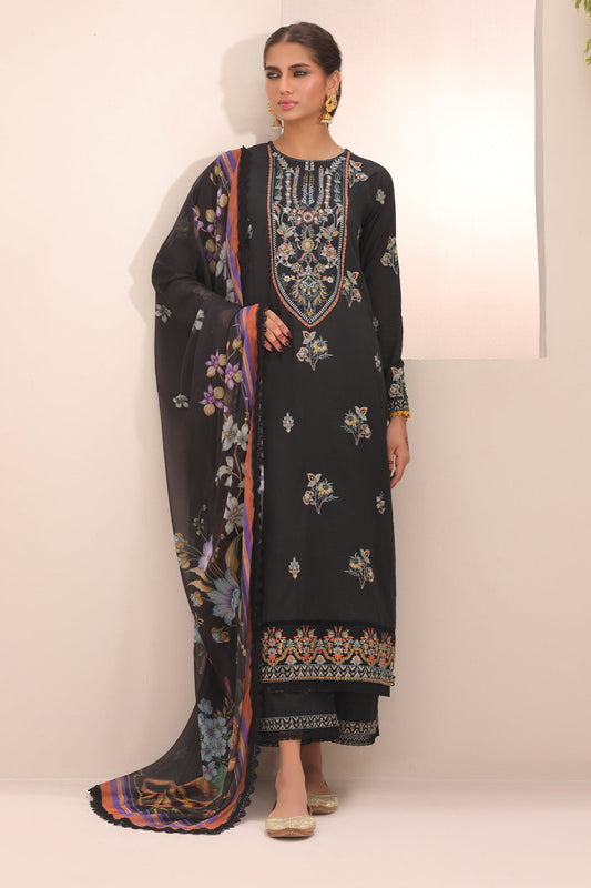 Zellbury | Unstitched 3 Piece Cambric | Embroidered Shirt Shalwar Dupatta - 1547