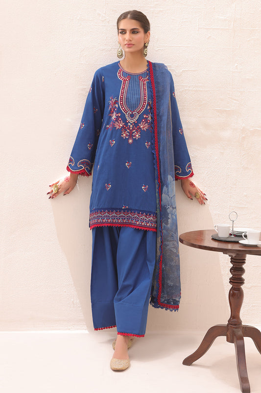 Zellbury | Unstitched 3 Piece Lawn | Embroidered Shirt Shalwar Dupatta - 1551