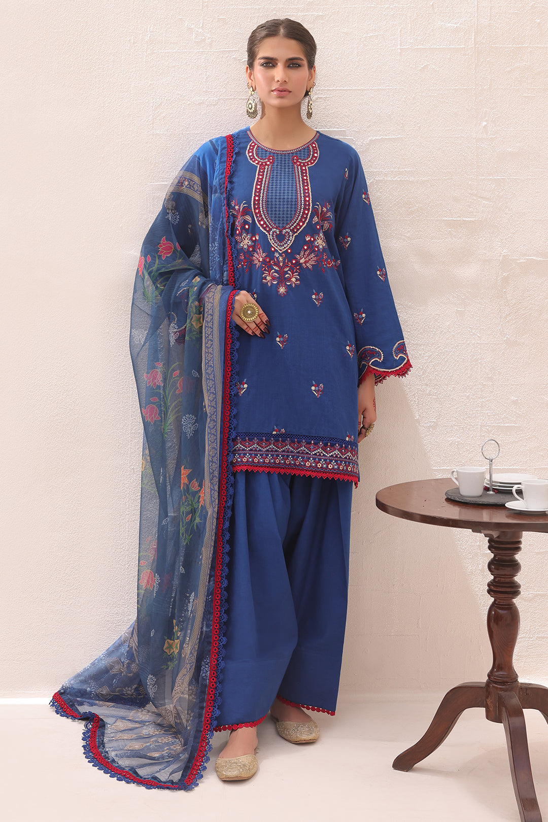Zellbury | Unstitched 3 Piece Lawn | Embroidered Shirt Shalwar Dupatta - 1551
