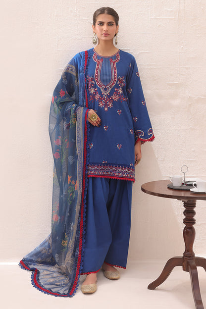 Zellbury | Unstitched 3 Piece Lawn | Embroidered Shirt Shalwar Dupatta - 1551