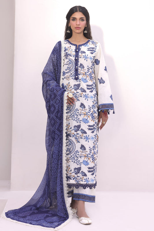 Zellbury | Unstitched 3 Piece Cambric | Embroidered Shirt Shalwar Dupatta - 1554