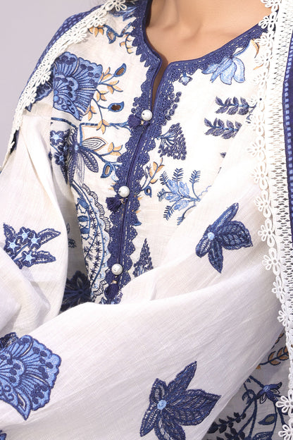 Zellbury | Unstitched 3 Piece Cambric | Embroidered Shirt Shalwar Dupatta - 1554