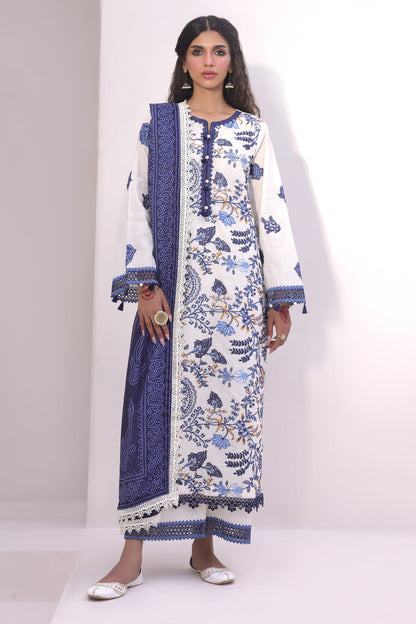 Zellbury | Unstitched 3 Piece Cambric | Embroidered Shirt Shalwar Dupatta - 1554