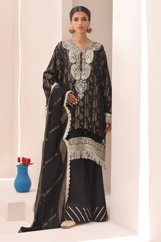 Zellbury | Unstitched 3 Piece Jacquard | Embroidered Shirt Shalwar Dupatta - 1799