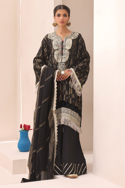Zellbury | Unstitched 3 Piece Jacquard | Embroidered Shirt Shalwar Dupatta - 1799