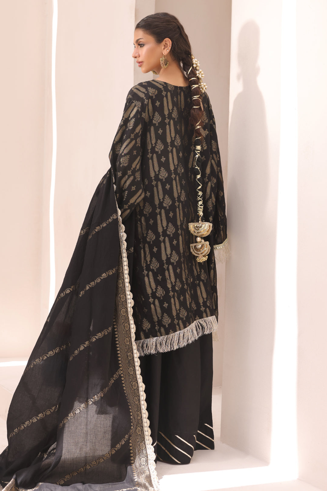 Zellbury | Unstitched 3 Piece Jacquard | Embroidered Shirt Shalwar Dupatta - 1799