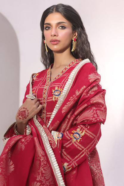 Zellbury | Unstitched 3 Piece Jacquard | Embroidered Shirt Shalwar Dupatta - 1803 Default Title