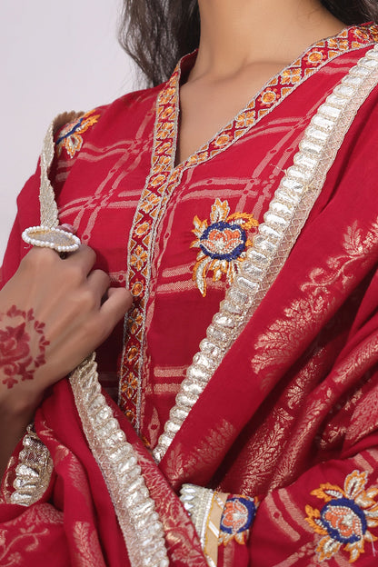 Zellbury | Unstitched 3 Piece Jacquard | Embroidered Shirt Shalwar Dupatta - 1803