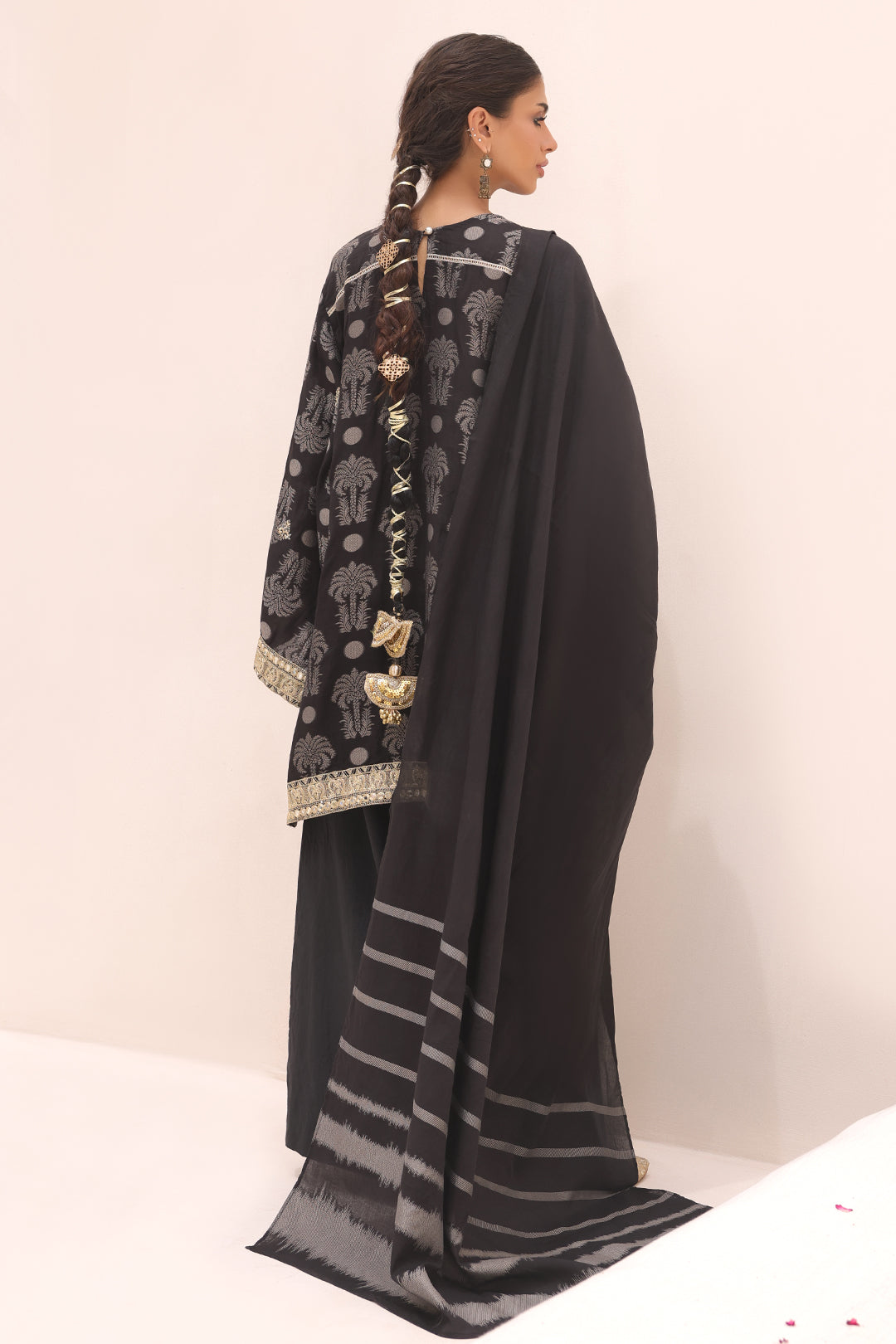 Zellbury | Unstitched 3 Piece Jacquard | Embroidered Shirt Shalwar Dupatta - 1806