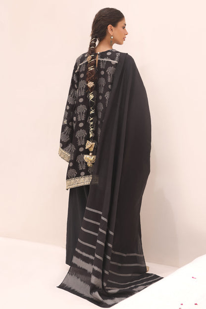 Zellbury | Unstitched 3 Piece Jacquard | Embroidered Shirt Shalwar Dupatta - 1806
