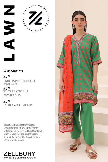 Zellbury | Unstitched 3 Piece Lawn | Shirt Shalwar Dupatta - 1221