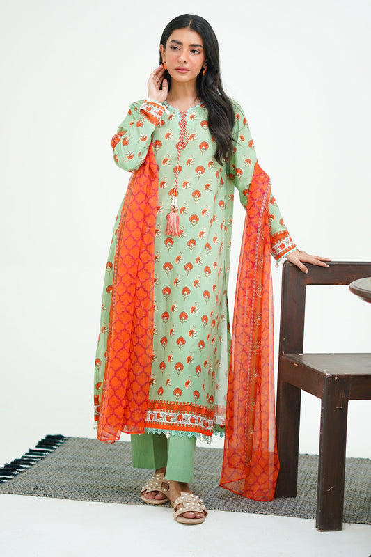 Zellbury | Unstitched 3 Piece Lawn | Shirt Shalwar Dupatta - 1325