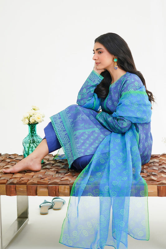 Zellbury | Unstitched 3 Piece Lawn | Shirt Shalwar Dupatta - 1417