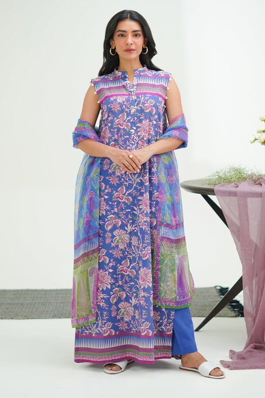 Zellbury | Unstitched 3 Piece Lawn | Shirt Shalwar Dupatta - 1501