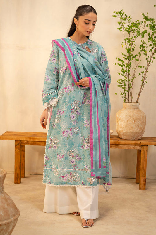 Zellbury | Unstitched 2 Piece Lawn | Embroidered Shirt Dupatta - 0021