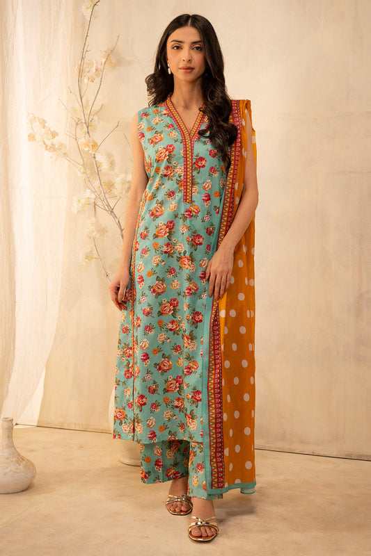 Zellbury | Unstitched 3 Piece Lawn | Shirt Shalwar Dupatta - 0052