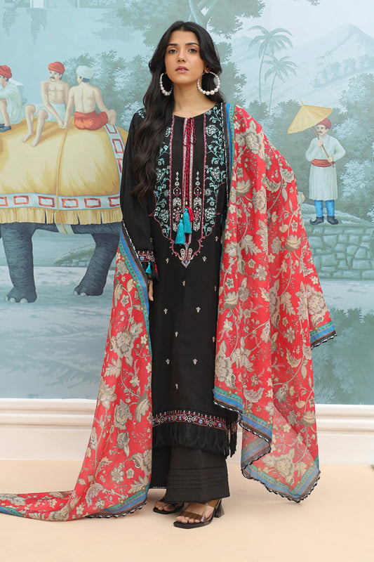 Zellbury | Unstitched 3 Piece Khaddar | Embroidered Shirt Shalwar Dupatta - 0776