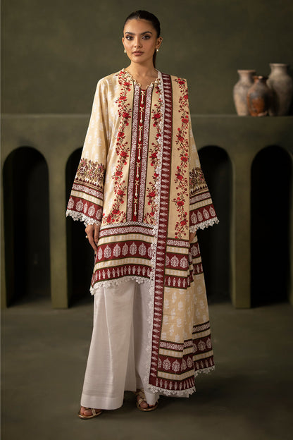 Zellbury | Unstitched 2 Piece Khaddar | Embroidered Shirt Dupatta - 0171