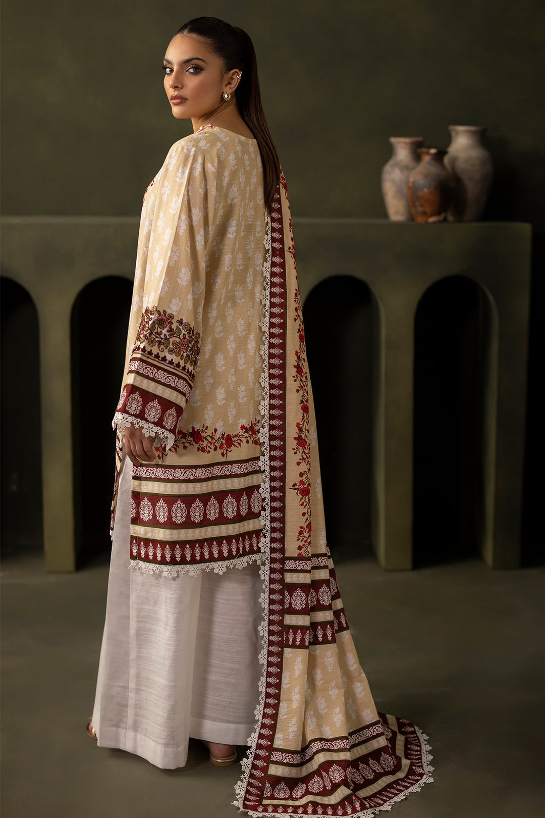Zellbury | Unstitched 2 Piece Khaddar | Embroidered Shirt Dupatta - 0171